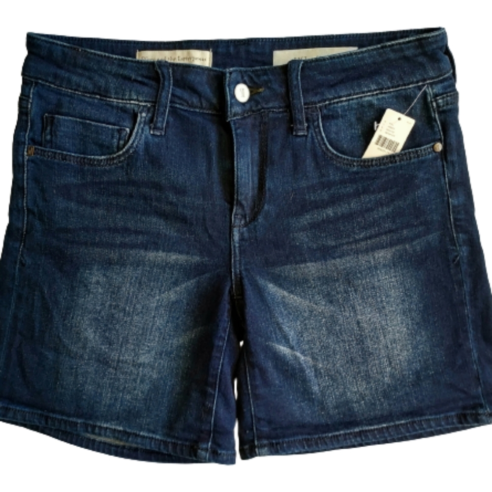 Anthropologie Pilcro & the Letterpress Dark Denim Jean Short Size 27 Mid Rise - Picture 3 of 11